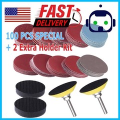 104PC 2 inch Sanding Discs Dry Hook Loop 80-3000 Grit for Drill Die Grinder US