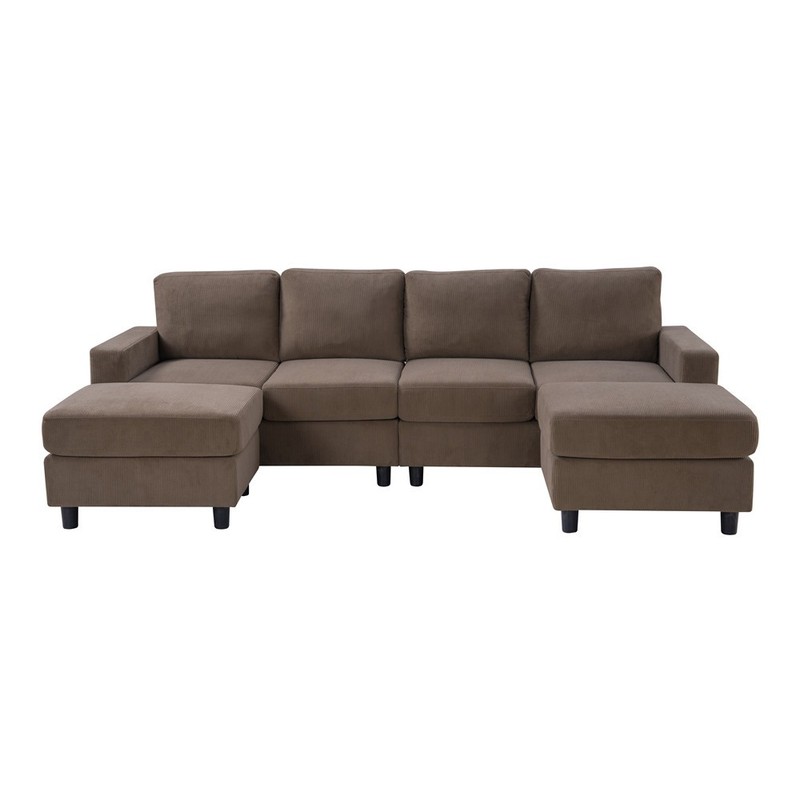 U-Shaped Sectional Modular Sofa Couch w/ Ottoman, Upholstered Corner Sofa Lounge gallery