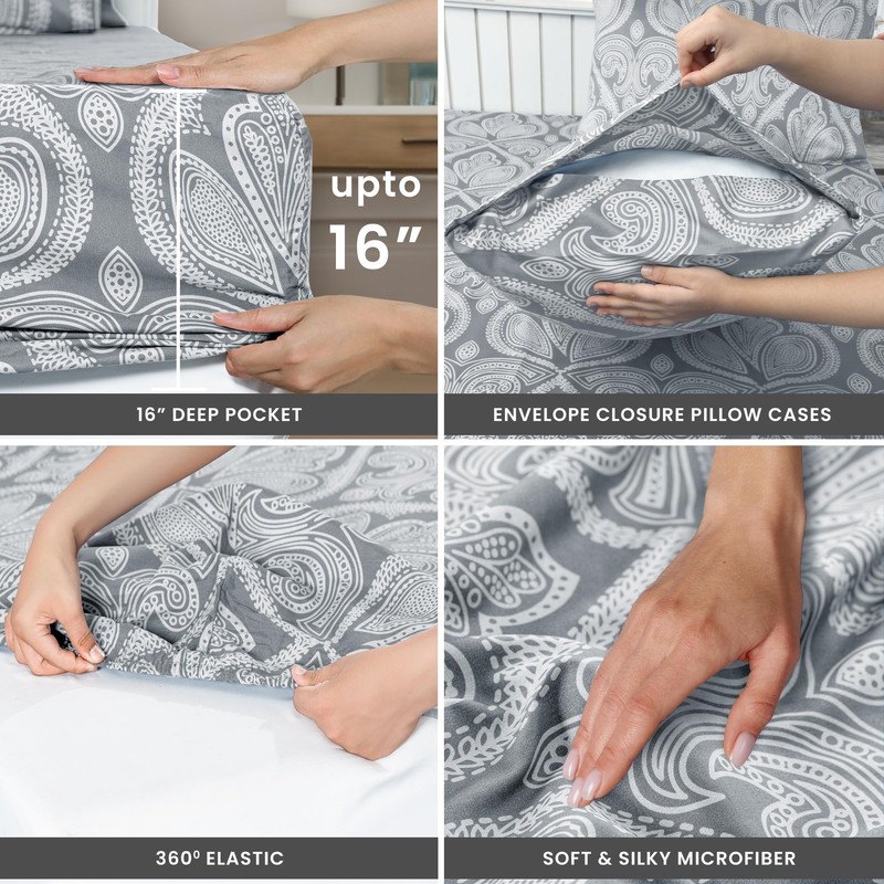 Lux Decor Full Size Bed Sheets Set, 6-Pc Cooling Bed Set, Breathable Hotel Style gallery
