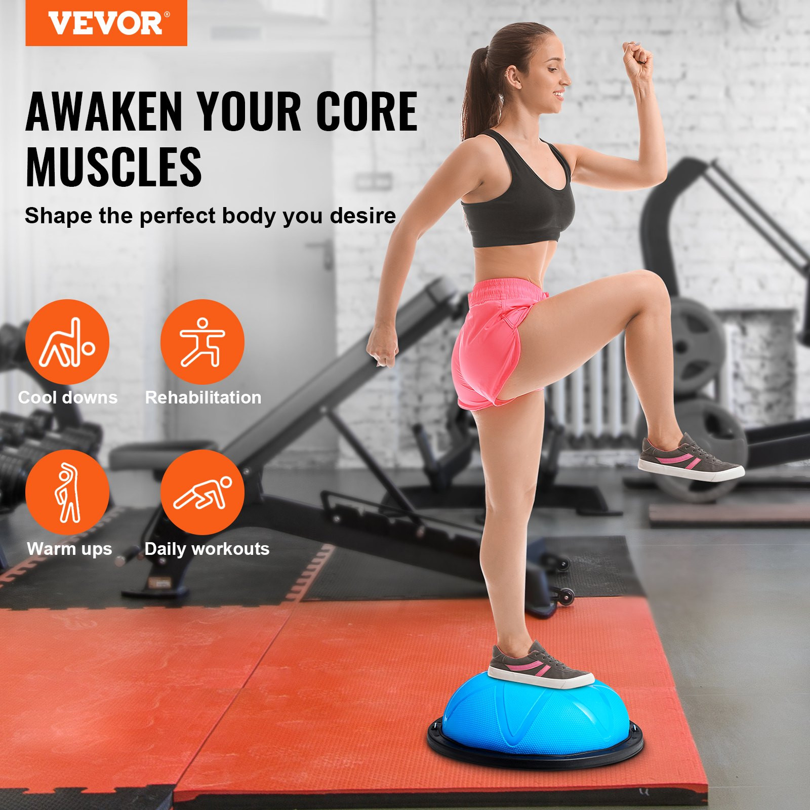 VEVOR Half Exercise Ball Trainer, 23 inch Balance Ball Trainer, 660 lbs Capacity gallery