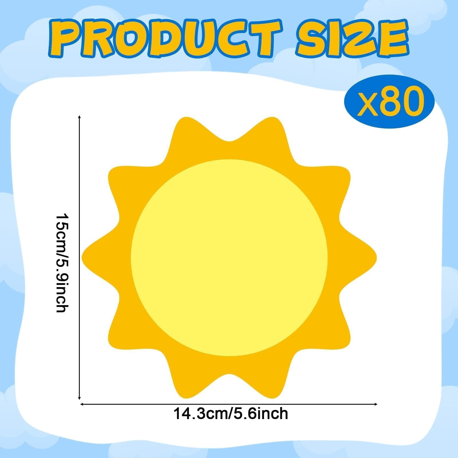 80Pcs Summer Sun Cutouts Sunshine Decorations Bulletin Board Yellow Sun Cut-O... gallery