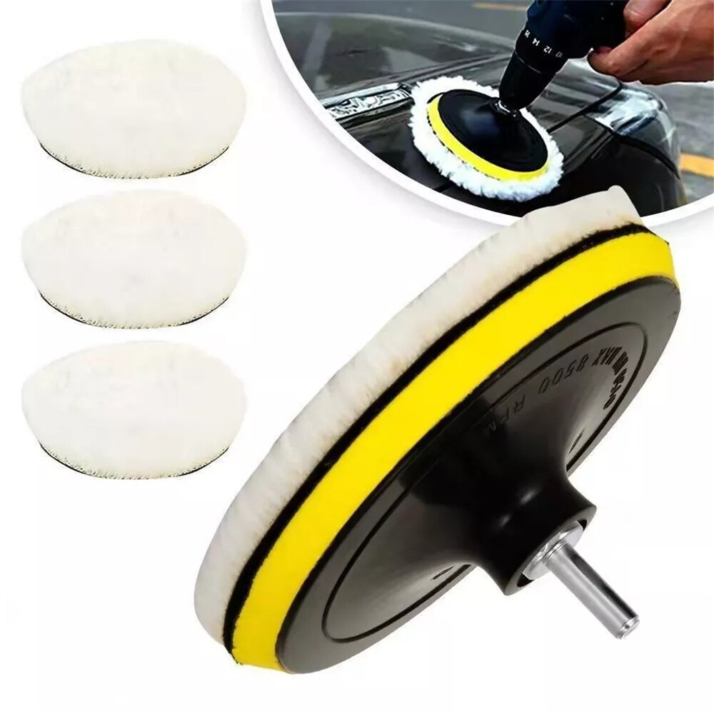 5PCS 6" Buffing Polishing Pad Wool Wheel Mop Kit Fit Car Polisher Drill Adapter gallery
