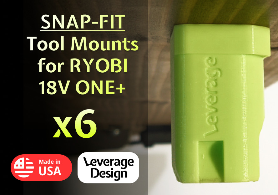 SNAP FIT! 6 Pack: Ryobi 18V ONE+ Tool Mounts / Hangers / Holders MADE IN USA gallery