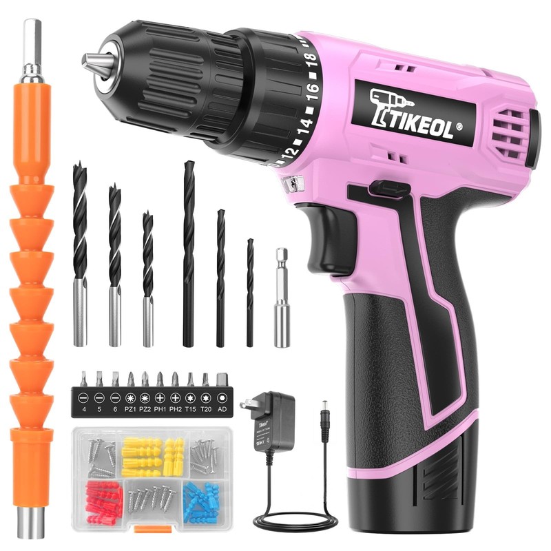 12V Cordless Drill Set with Battery & Charger, Electric Power Drill with Pure Co gallery