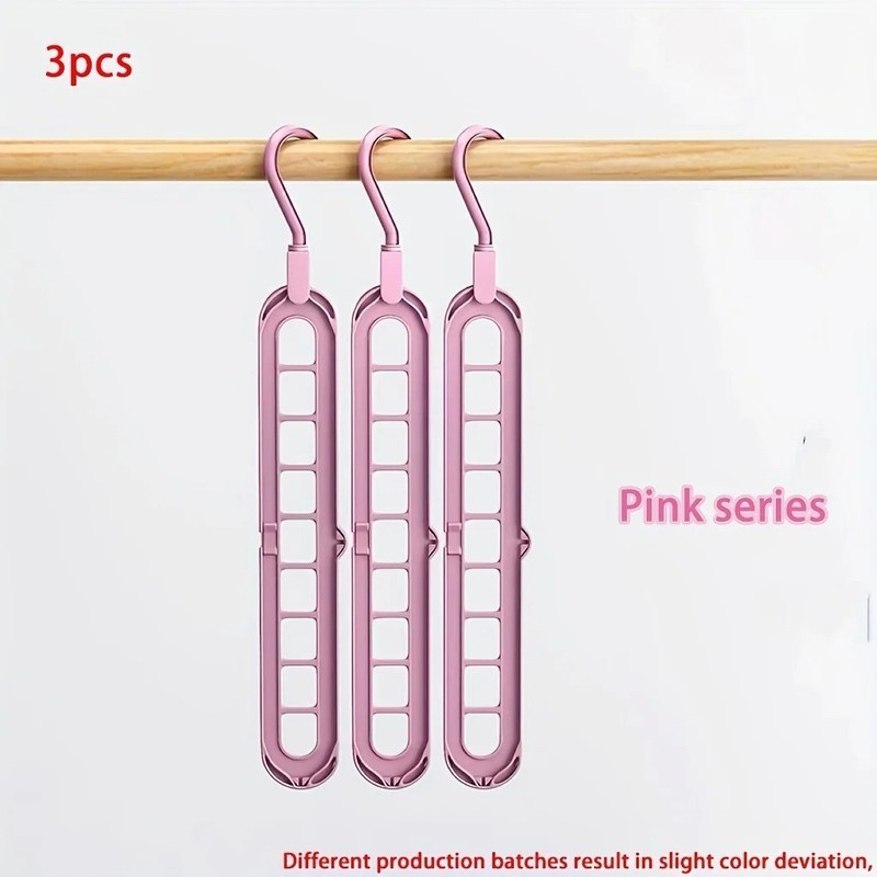 3pcs, Plastic 9-Hole Foldable Hangers, Heavy Duty Space Saving Clothes Organizer gallery