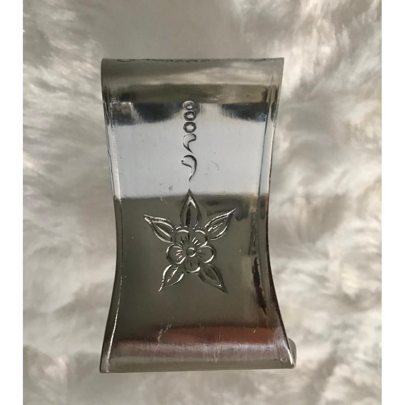 Custom Craft Monogrammed "W" Napkin Rings Stainless Steel (8) & Napkins Classic gallery