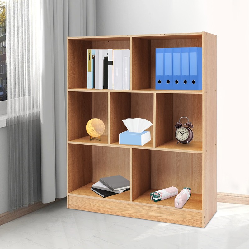 Density Board Bookcase, Bookcase with 7 Compartments, Floor-standing Bookcase gallery