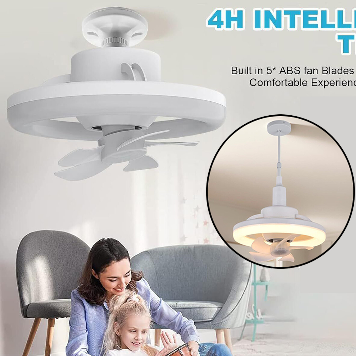 10 in Ceiling Fan with Dimmable LED Lights and Remote, 3 Speeds 2 Colors LED gallery