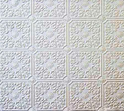 Small Ceiling Tile Raised White Textured Paintable Wallpaper 497-96291 gallery