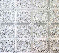 Small Ceiling Tile Raised White Textured Paintable Wallpaper 497-96291