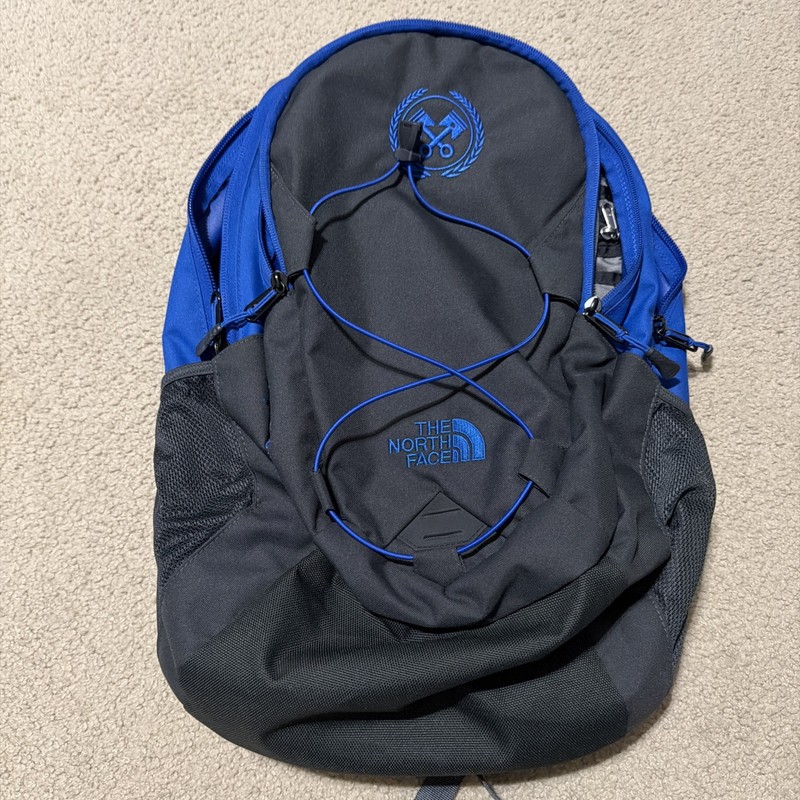 The North Face Groundwork Backpack Black Blue Embroidered Flex Vent Padded