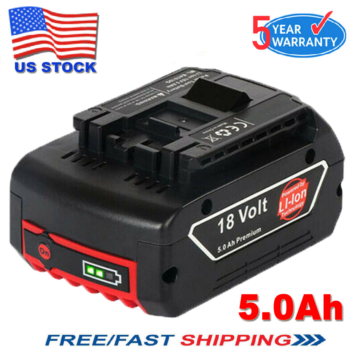 18V BAT618 BAT609 Li-ion Battery 18 Volt 5.0AH BAT620 BAT610G BAT619G for Bosch gallery