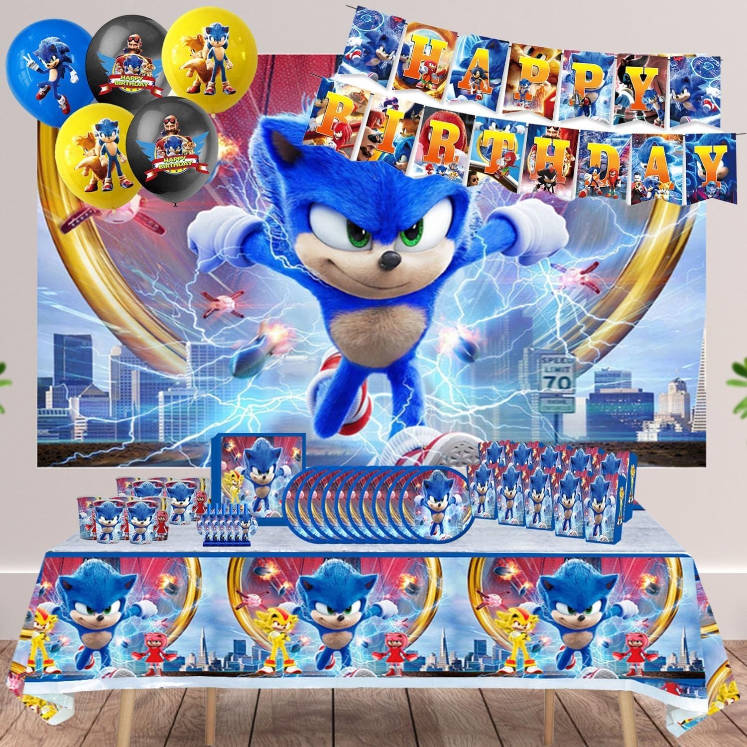 Sonic Hedgehog Party Decorations Kids Birthday Supplies Balloon Tableware gallery