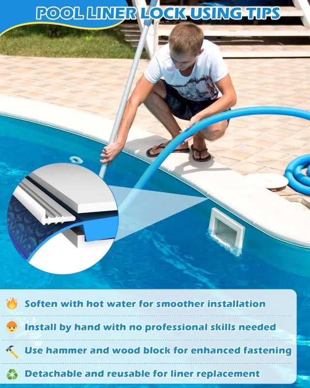 120ft Plastic Swimming Pool Liner Lock Beaded Wedge T-Shape - Durable & Easy Ins gallery