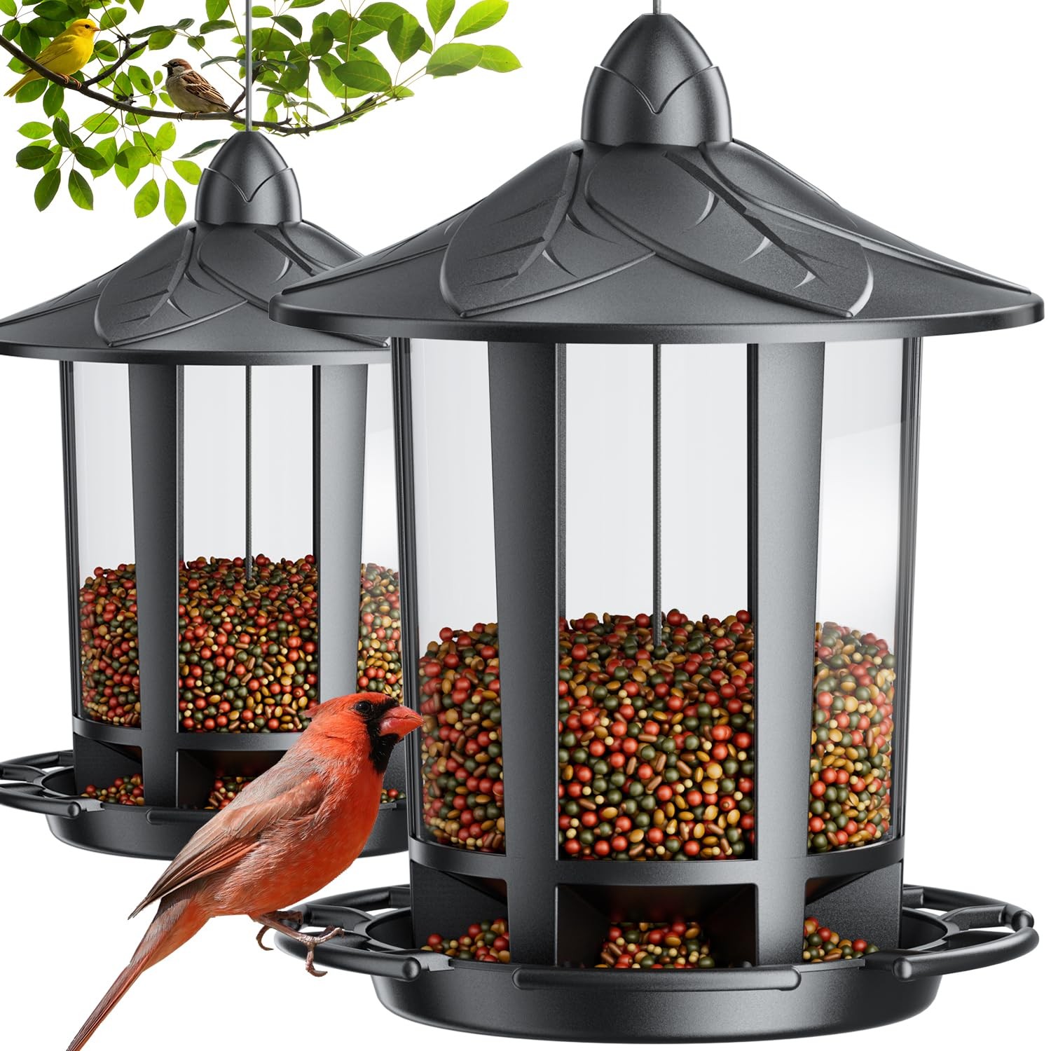 Birdream 2 Pack Bird Feeders for Outdoor Hanging, Assembly 2 Pack, Black gallery