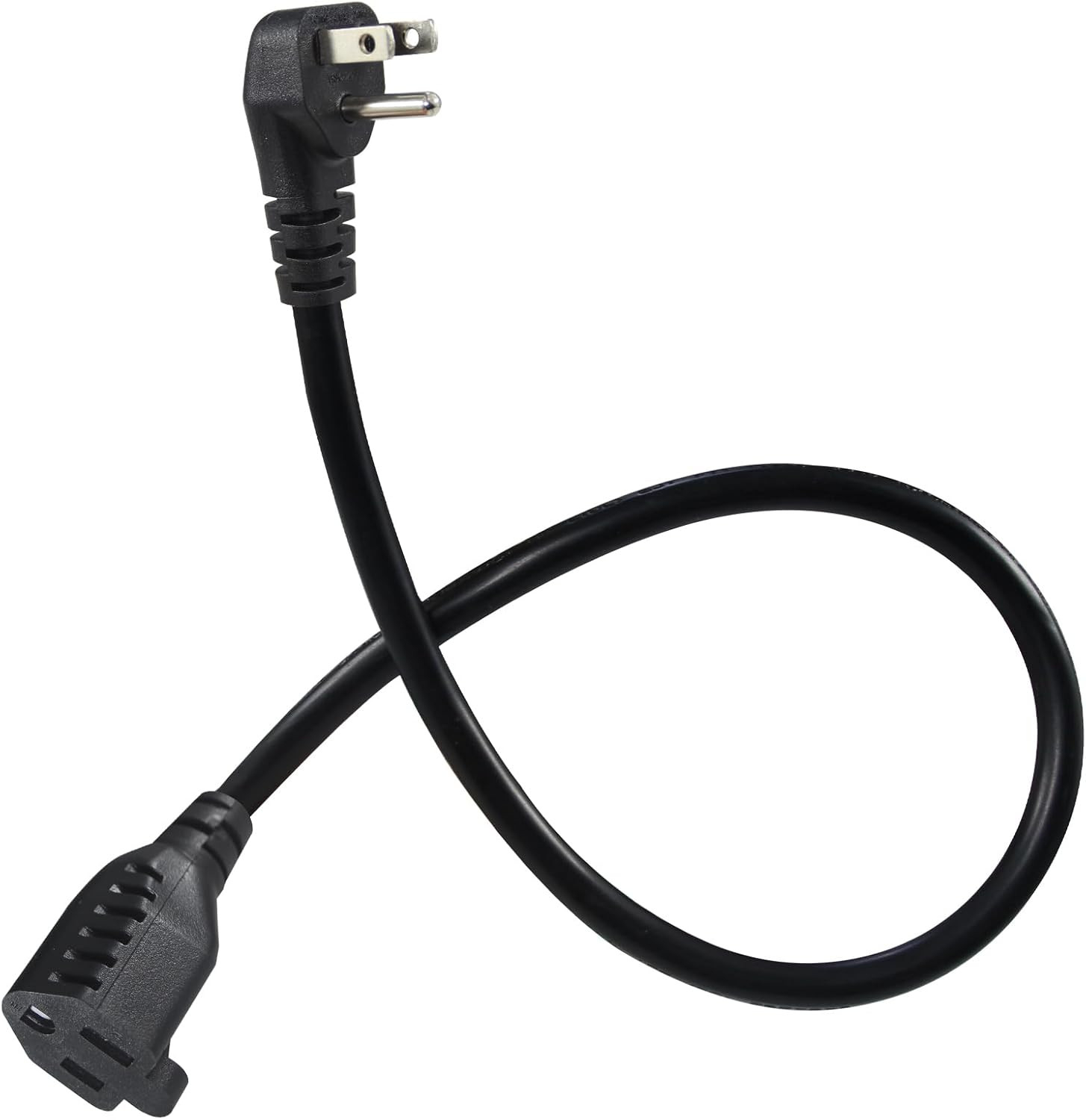 90-Degree Flat Plug Short Extension Cord - 1.5FT Black Flat Wall Head 3Prong Gro gallery