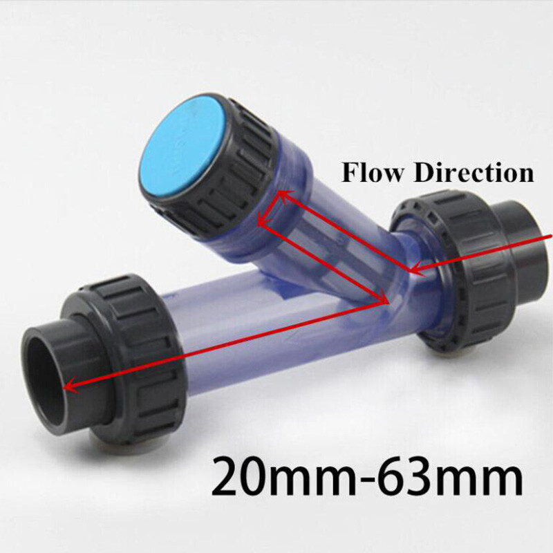 Inline PVC Y Filter Strainer Metric 20mm-63mm Clear Body Transparent DN15-DN50 gallery