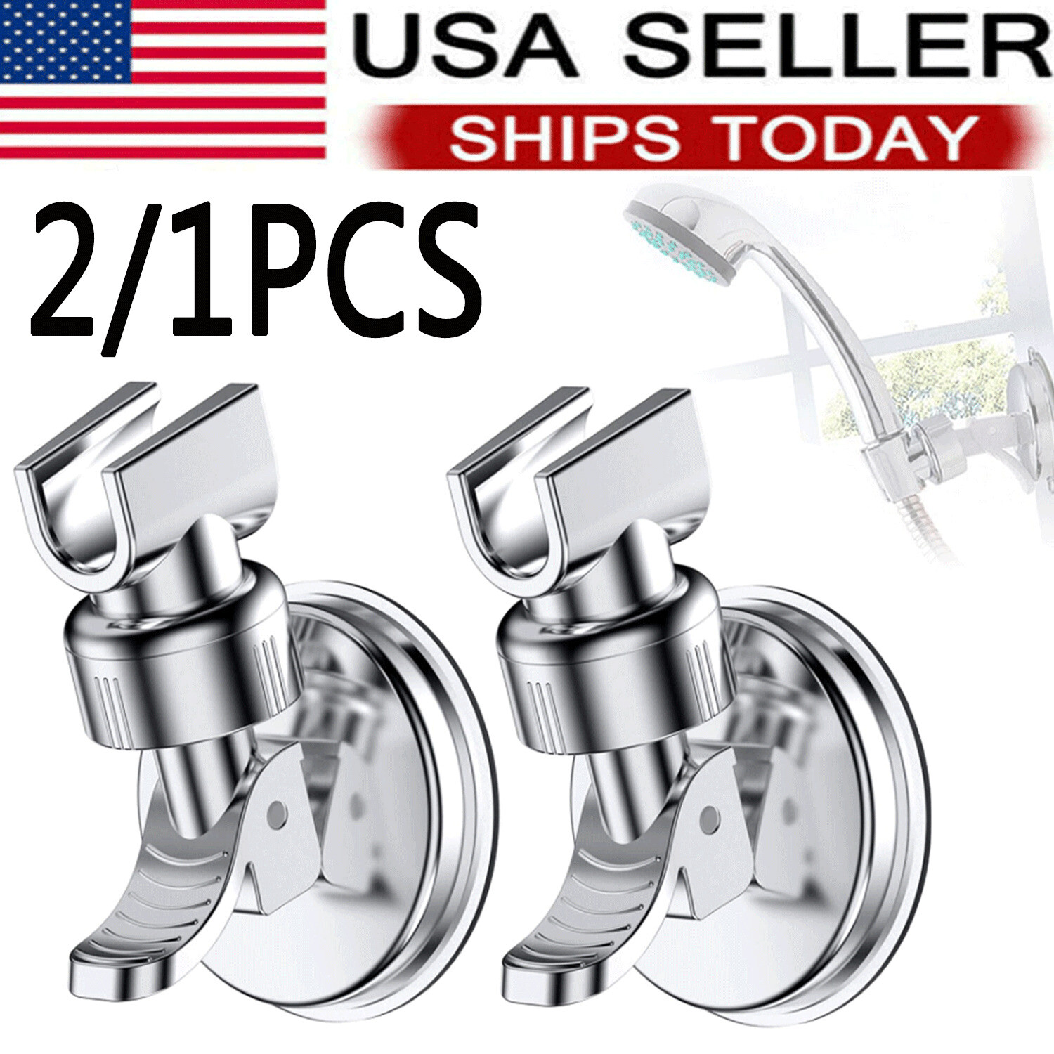 Adjustable Shower Head Holder Suction Cup Handheld Wall Mount Bathroom Bracket gallery