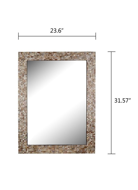 Framed Wall Mirror Reflection Seashell Finish Rectangular 24" Wide x 32" Long gallery