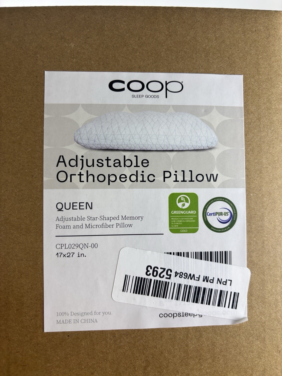 Coop Home Goods Adjustable Orthopedic Pillow Queen Ergonomic Cervical Neck Suppo gallery