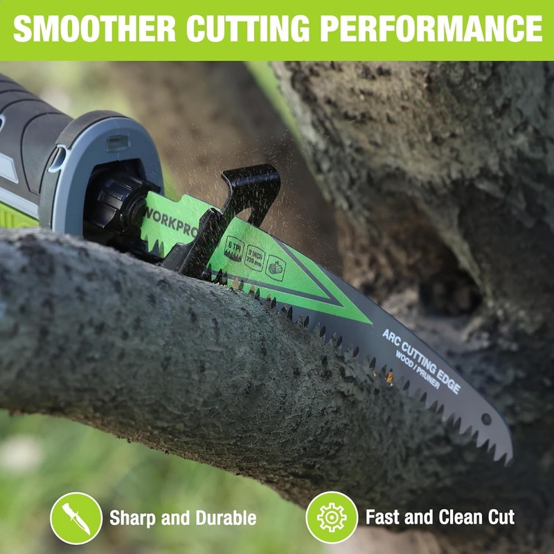WORKPRO 3PC 9" Arc Wood Pruning Reciprocating Saw Blades Set 6TPI Japanese Teeth gallery