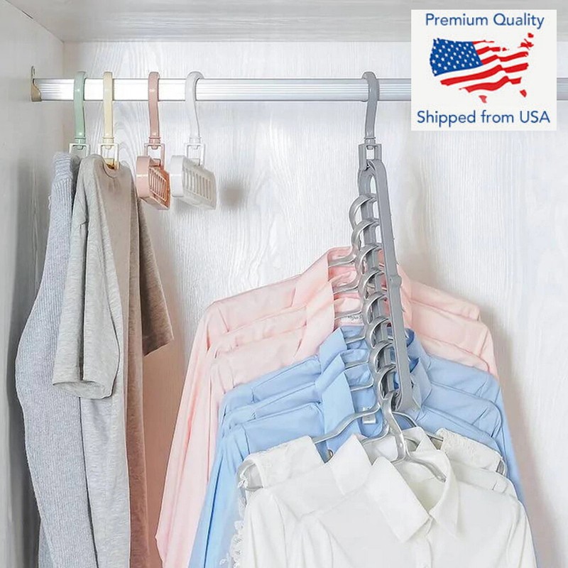 3D Folding Hanger 9 Hole Rotating Magic Closet Organizer Space Saver Saving Room gallery