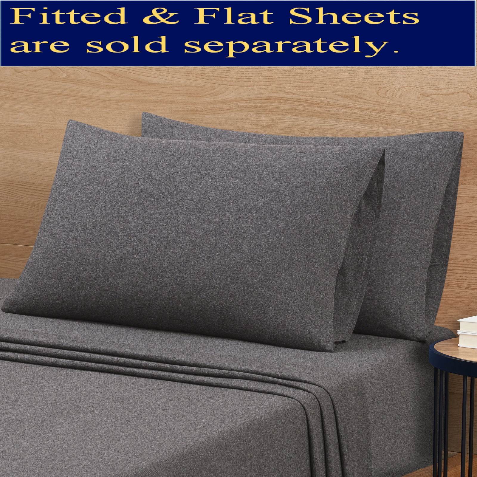 Mainstays Jersey Extra Soft Pillowcase Set, Standard/Queen Charcoal Grey 2 Piece gallery