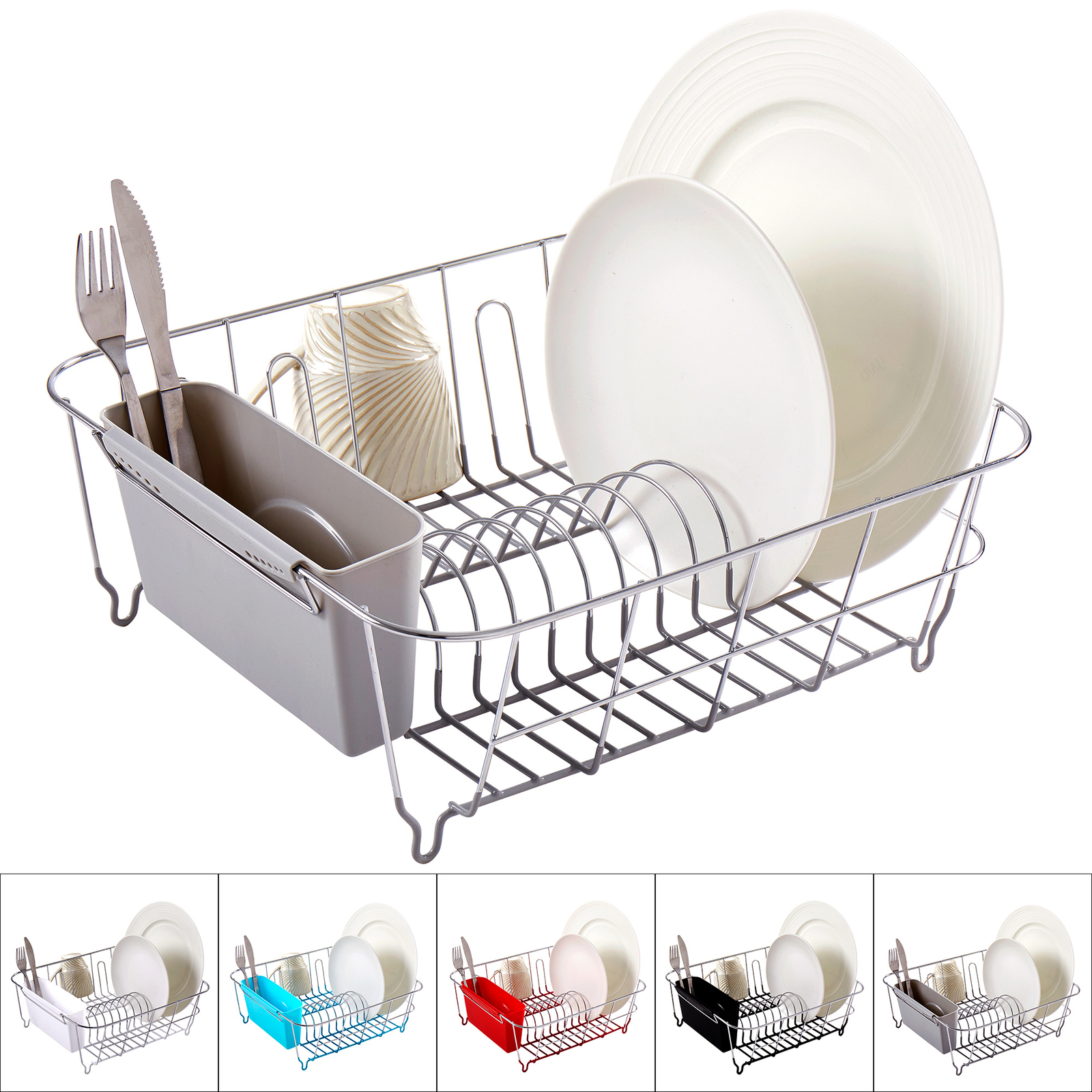 Sweet Home Collection Chrome Plated Steel Small 2 Piece Dish Drainer gallery