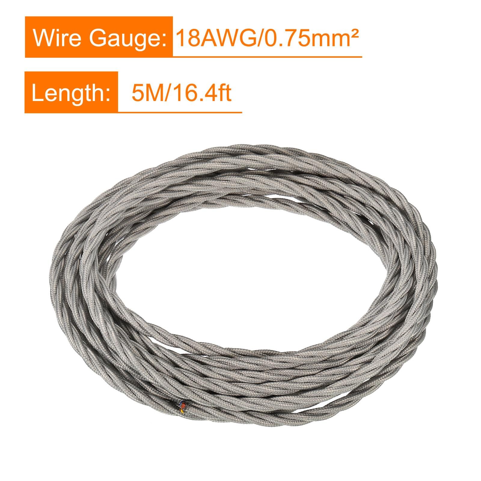 Twisted Cloth Covered Wire 3 Core 18AWG 5m/16.4ft,Electrical Cable,Grey gallery