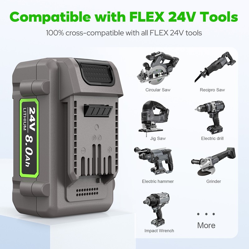 24V 8Ah Replacement Battery for Flex FX0221-1 Compatible with Flex Cordless Tool gallery
