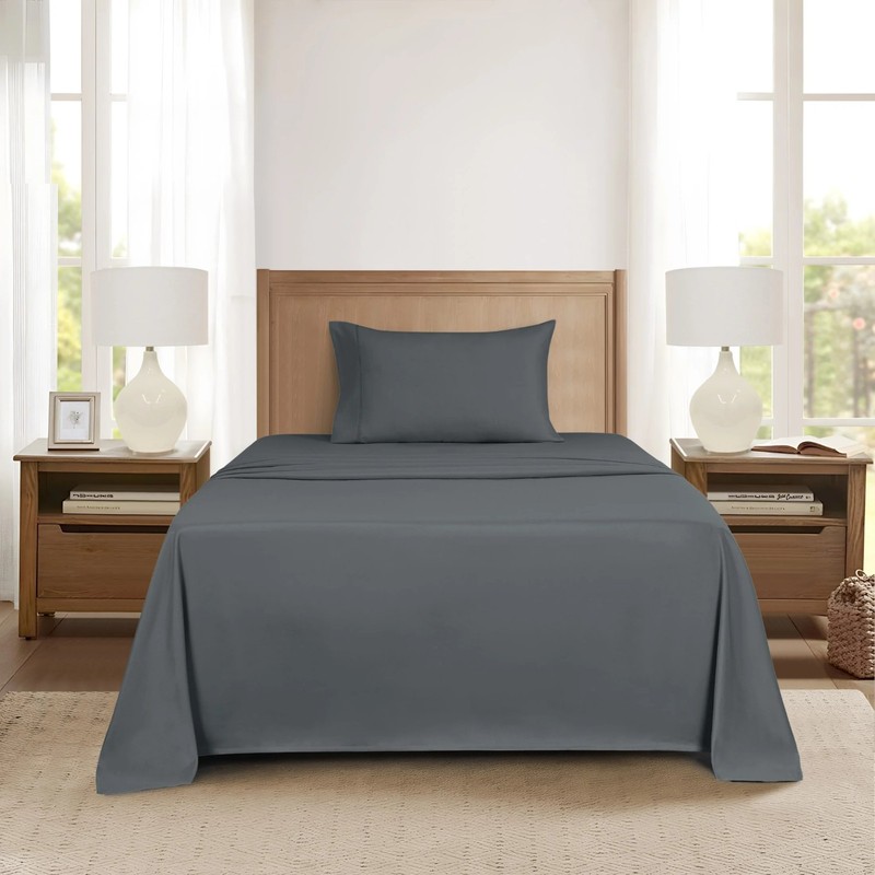 Mainstays Super Soft Brushed Microfiber Bed Sheet Set,Soothing Gray,Twin-XL, 3. gallery