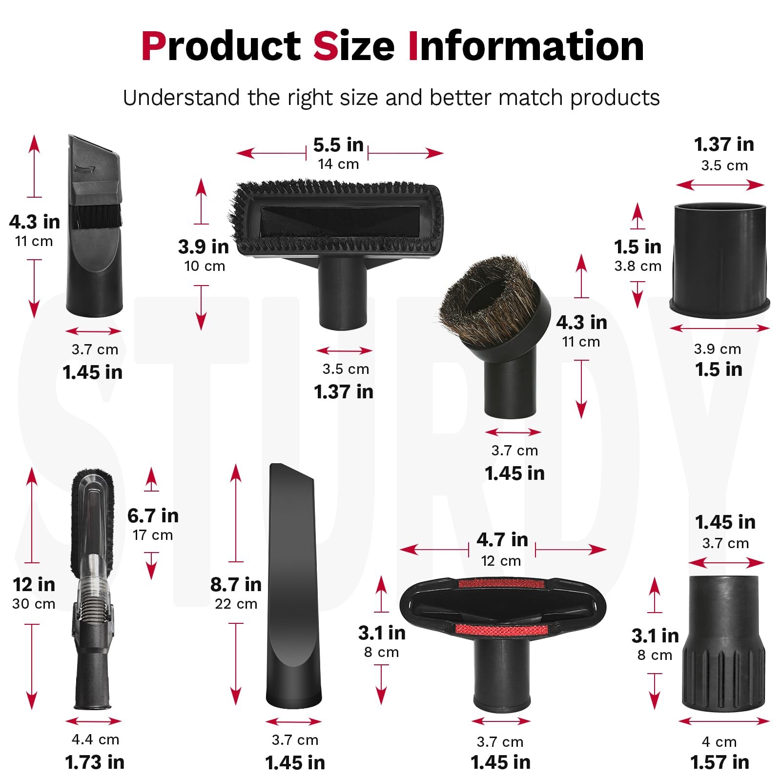 Universal Vacuum Attachments & Brushes, 8Piece Small Portable Shop Vac Access... gallery