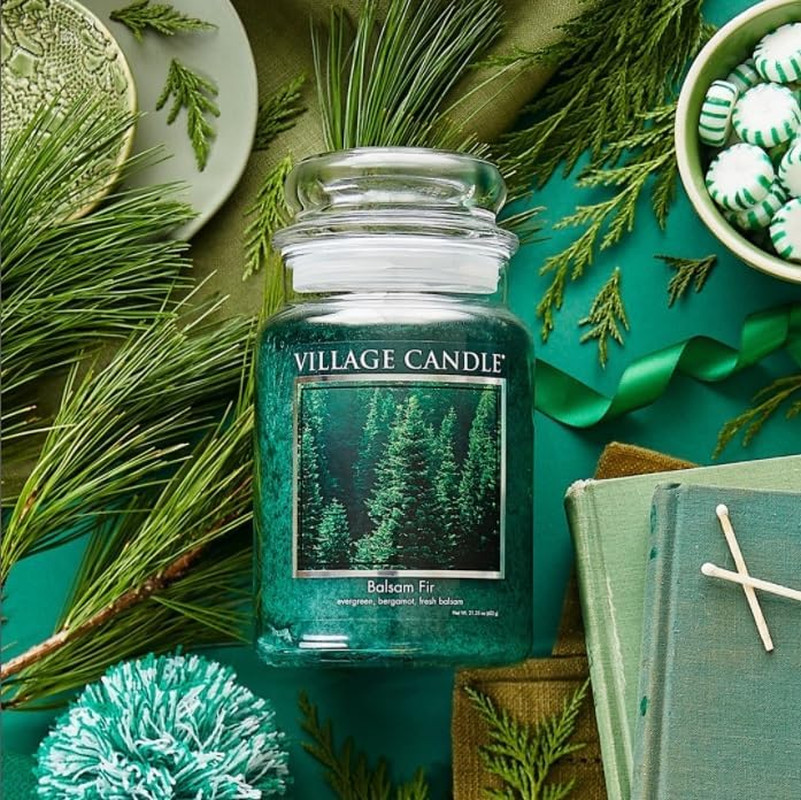 Balsam Fir Scented Candle in Large Apothecary Jar 21 25 oz Green gallery