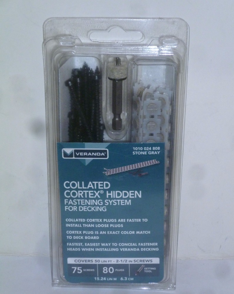 Collated Cortex Hidden Fastening System for Veranda Decking 2-1/2" Stone Gray