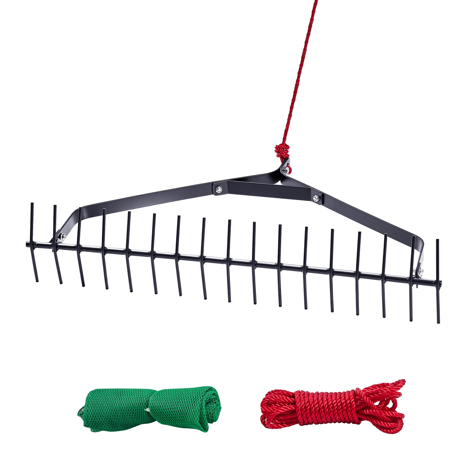 32x6.3 in Pond Aquatic Weed Rake Double-Sided Lake Weed Removal Rake 30ft Rope gallery