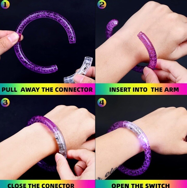 38 Pcs LED Bracelets 6 colors Light Up Glow in Dark Halloween Party Supplies gallery