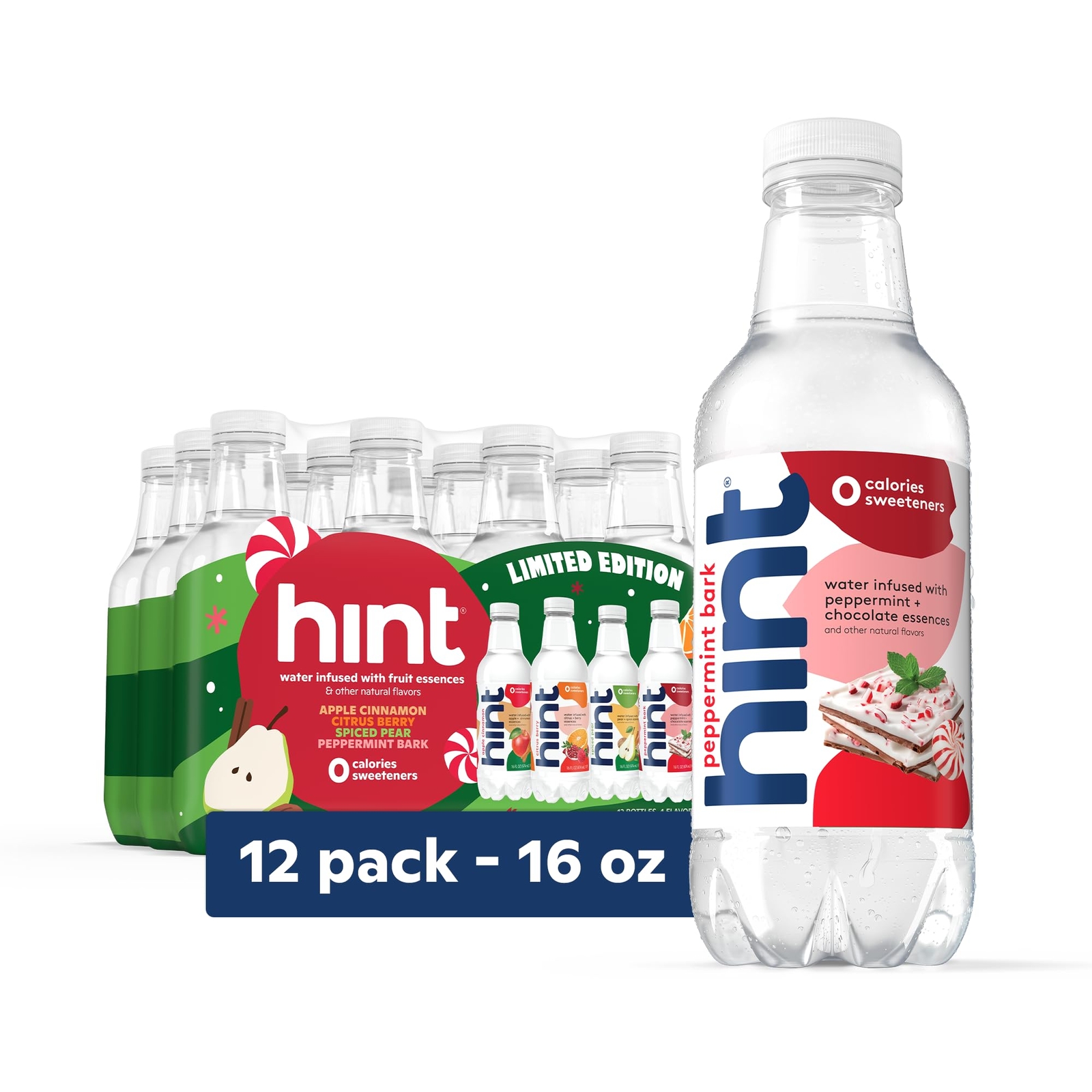 Hint Holiday Variety Pack 16 Fl Oz Pack of 12 Flavored Water Seasonal Cheers gallery