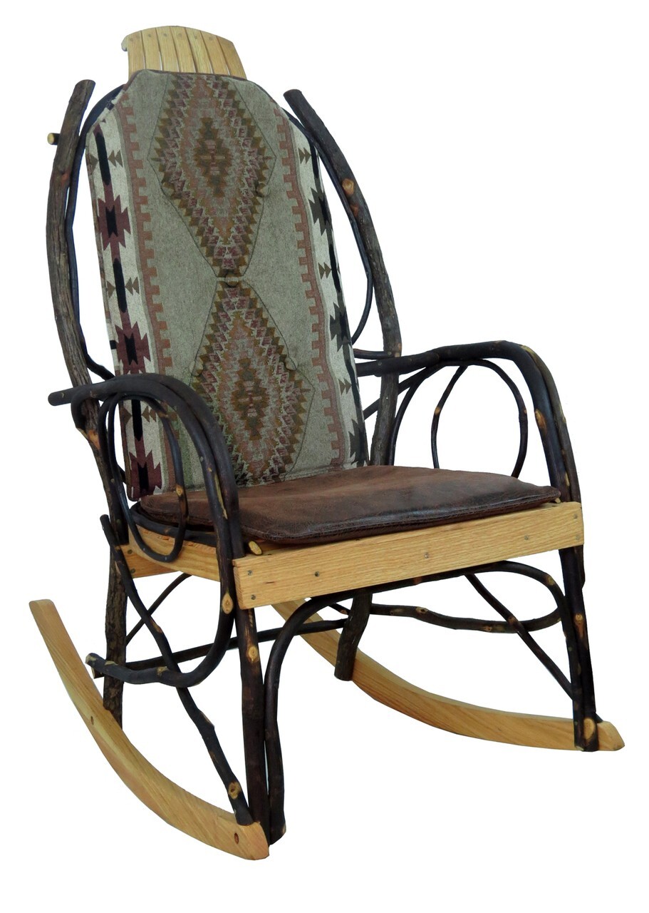 Amish Hickory Rocking Chair Pad Cushion Set in Light Apache Fabric gallery