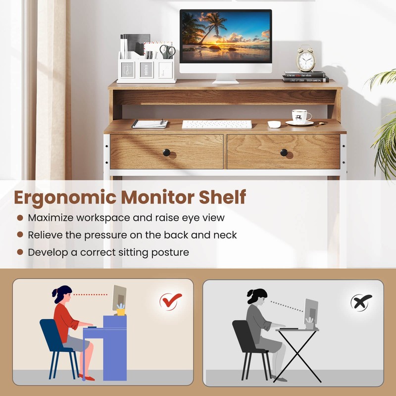 Extendable Computer Desk Console Table Writing Study Place Drawer & Wheels gallery