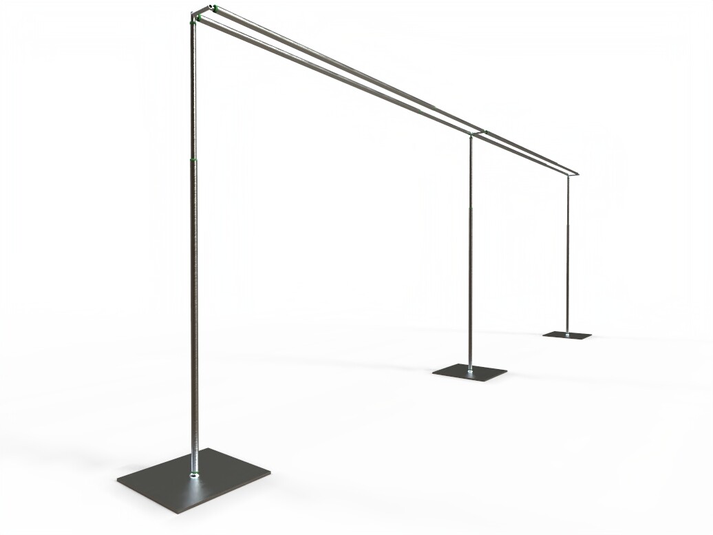DOUBLE CROSSBAR ADJUSTABLE QUICK BACKDROP KIT 10 FT x 10 - 20 FT WITHOUT DRAPE gallery