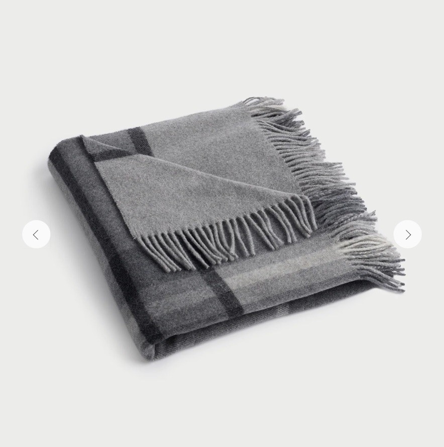 Cozy Earth Cashmere Wool Lucca Throw Blanket Grey New gallery
