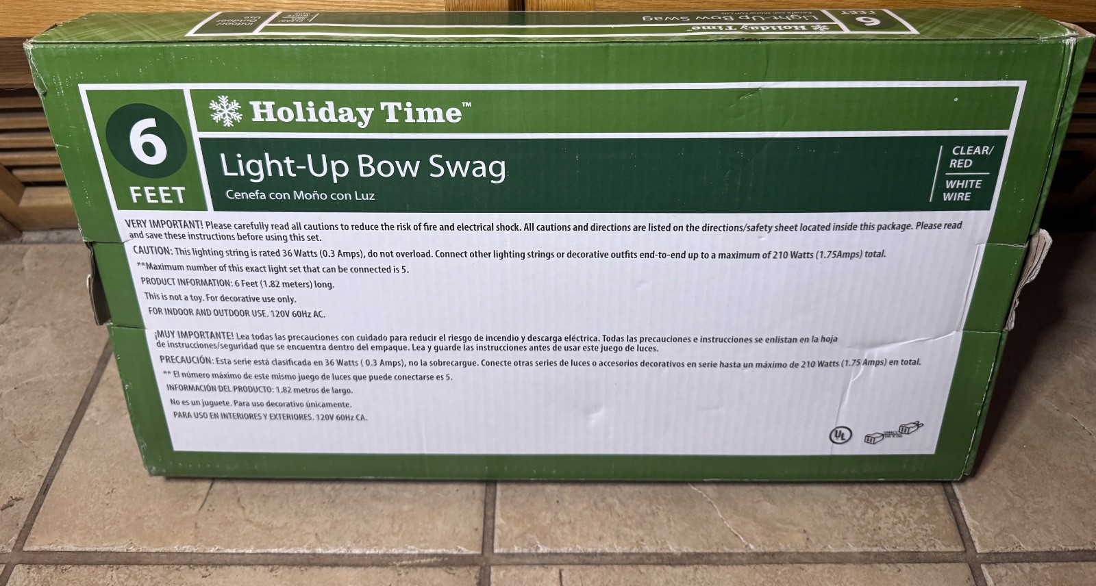 Holiday Time 6 Ft. Light Up Bow Swag Christmas Lights Multi Colored gallery