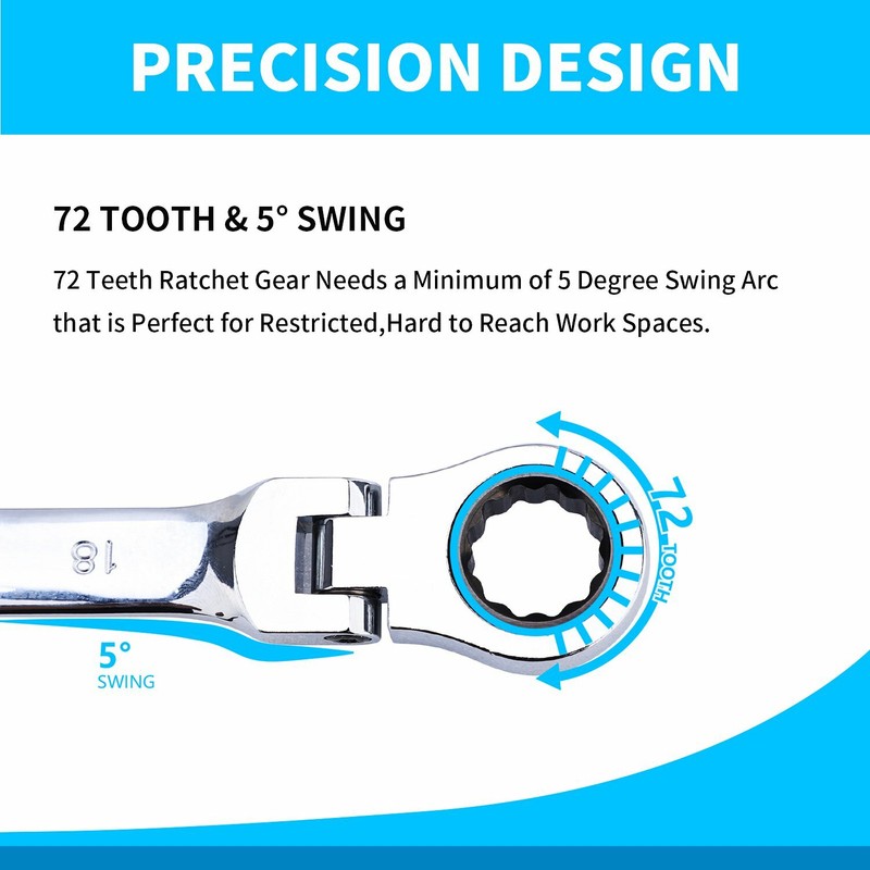 6pcs Extra Long Ratcheting Wrenches Spanner Set Double Box End Flex-Head Metric gallery