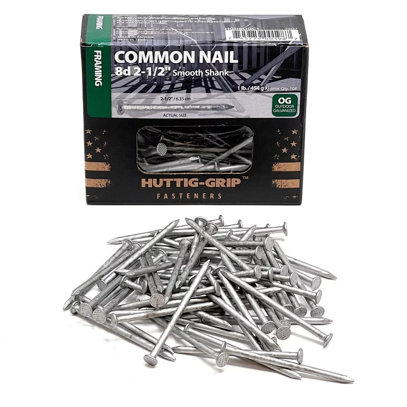 Huttig Grip 8d Framing Common Nail 2-1/2 in HGN8OGC1 Galvanized 1 lb 104 Nails gallery