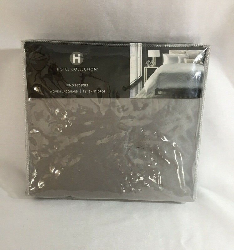 Hotel Collection Keystone Solid Silver Gray KING Bedskirt 16" $150 gallery