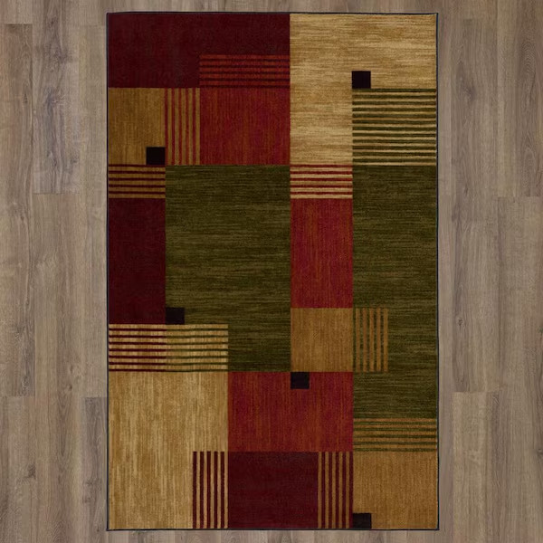 Geometric Area Rug Multi-Colored Nylon Non-Skid Latex Backing 6 ft. x 9 ft. gallery
