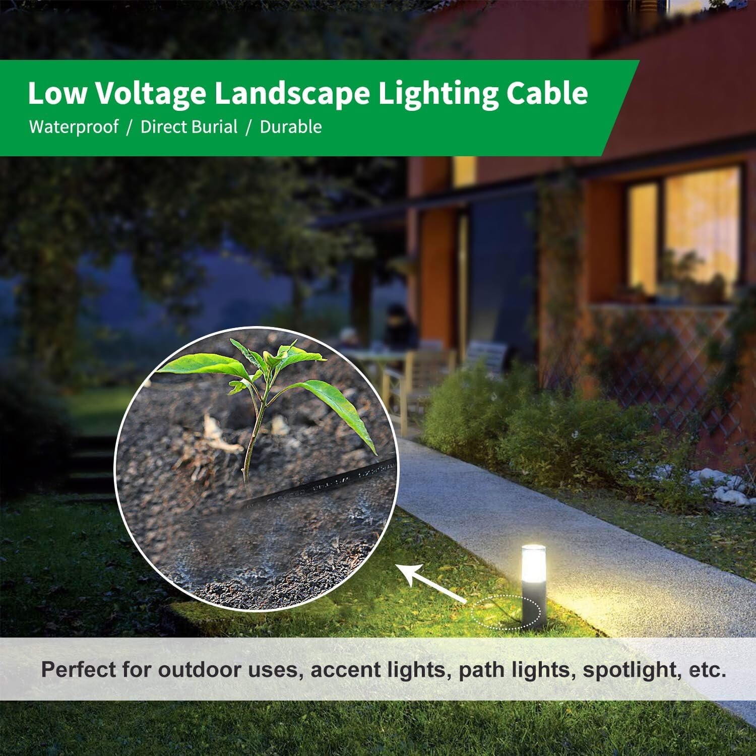 FIRMERST 14/2 Low Voltage Direct Burial Landscape Lighting Wire 50 100 200 Feet gallery