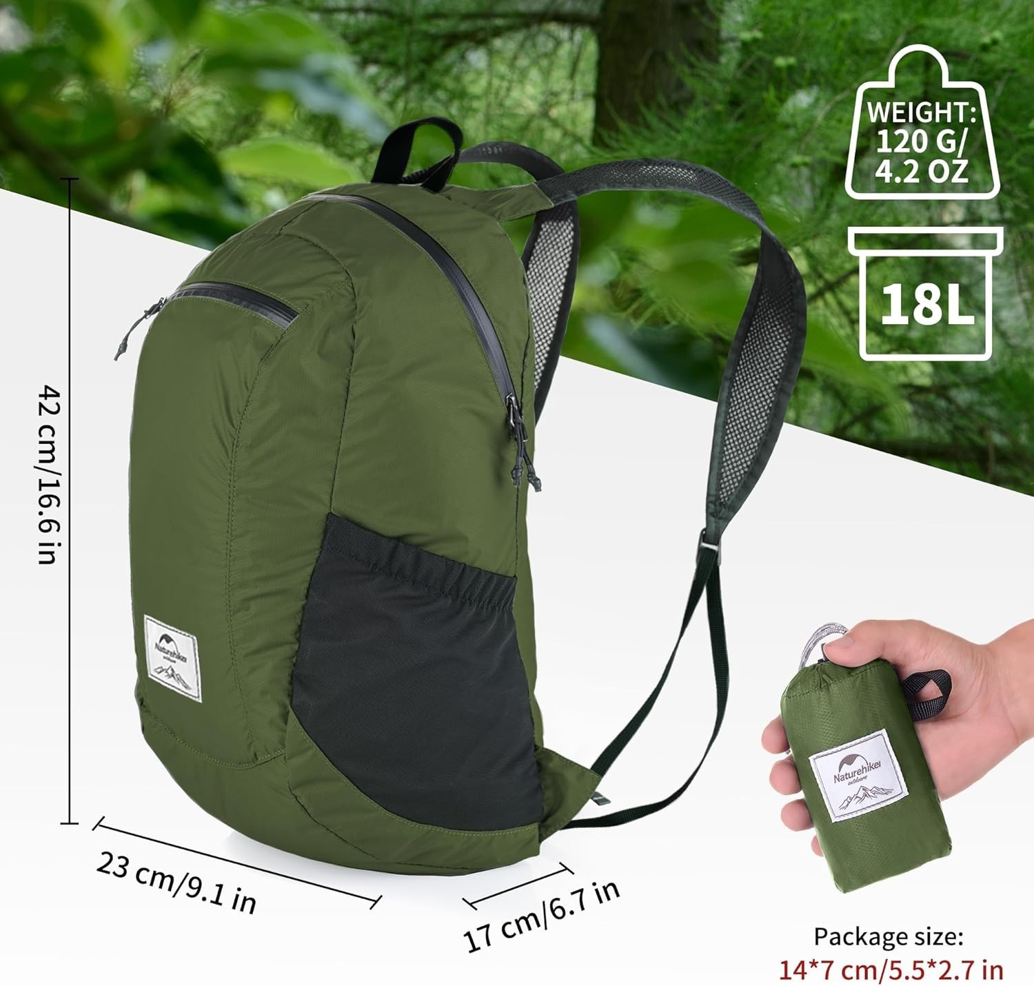18L Lightweight Hiking Daypack, Waterproof Camping Packable Backpack Ultralig... 4
