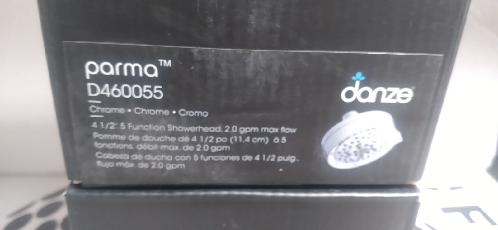 (2) NEW Danze/Gerber Parma 4 1/2" 5-Function CHROME Showerhead 2.0gpm gallery