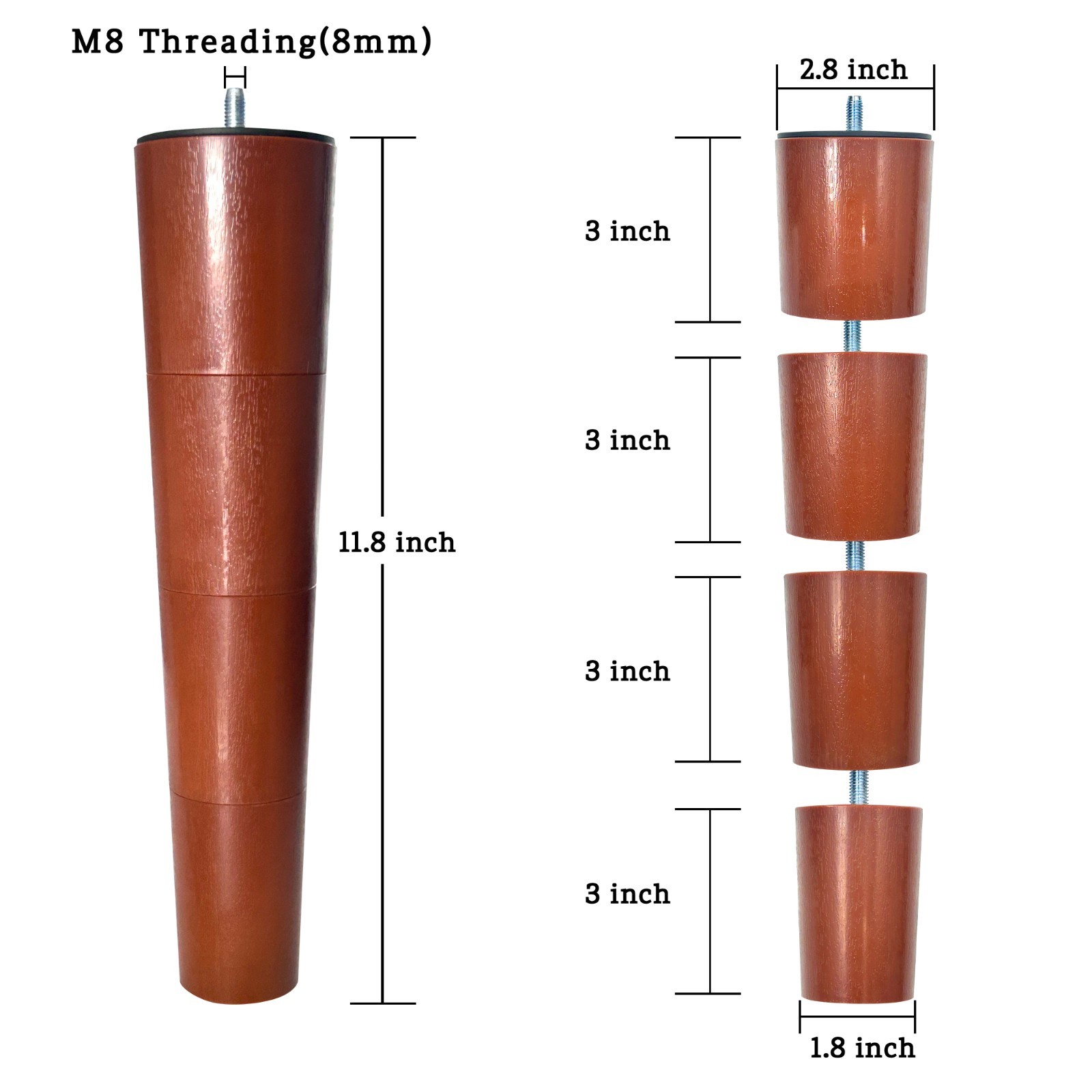 12 Inch 4 Pcs Adjustable Bed Base Frame Legs Sofa Furniture Foot M8 M10 Thread gallery